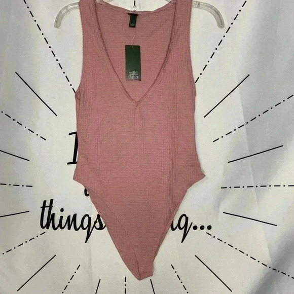 Wild Fable Waffle Tank Bodysuit  Mauve - Picture 2 of 5